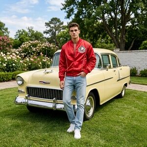 Coca-Cola Red Satin Baseball  Bomber Jacket with Chest Patch Size XXL